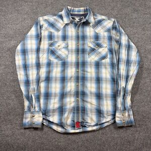 Wrangler Shirt Men's S Twenty X Plaid Western Snap Blue Western Cowboy Rodeo